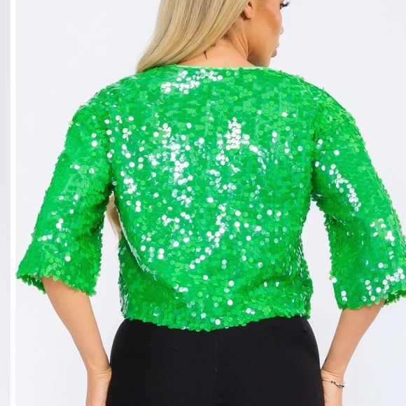 Green Sequin Blouse - Picture 1 of 3